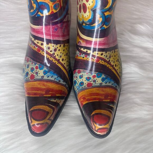 Nomad Yippy - Turquoise Monet Rubber Cowboy Boots Size 9 - Picture 3 of 11